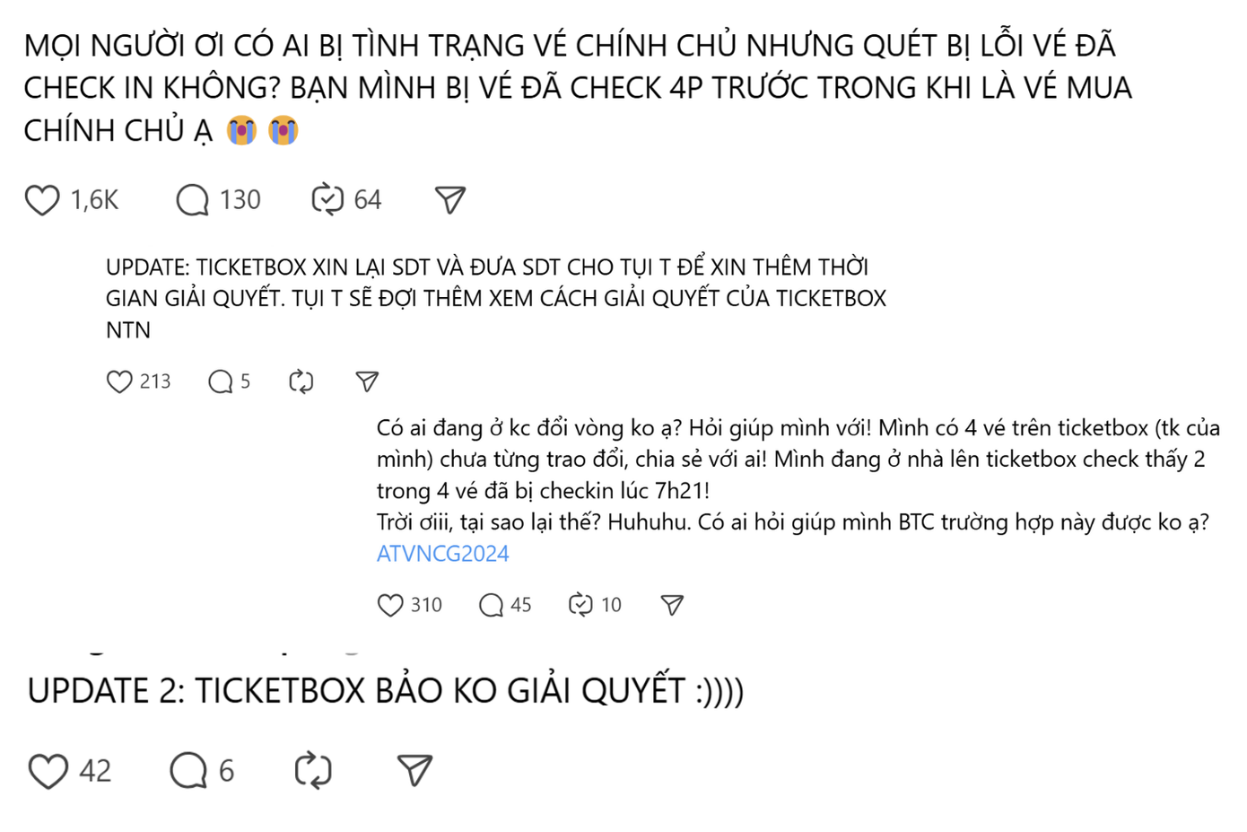 Việc vé đã bị check-in trước xảy ra hàng loạt nhiều khiến "Gai Con" lo lắng. Việc vé đã bị check-in trước xảy ra hàng loạt nhiều khiến "Gai Con" lo lắng.