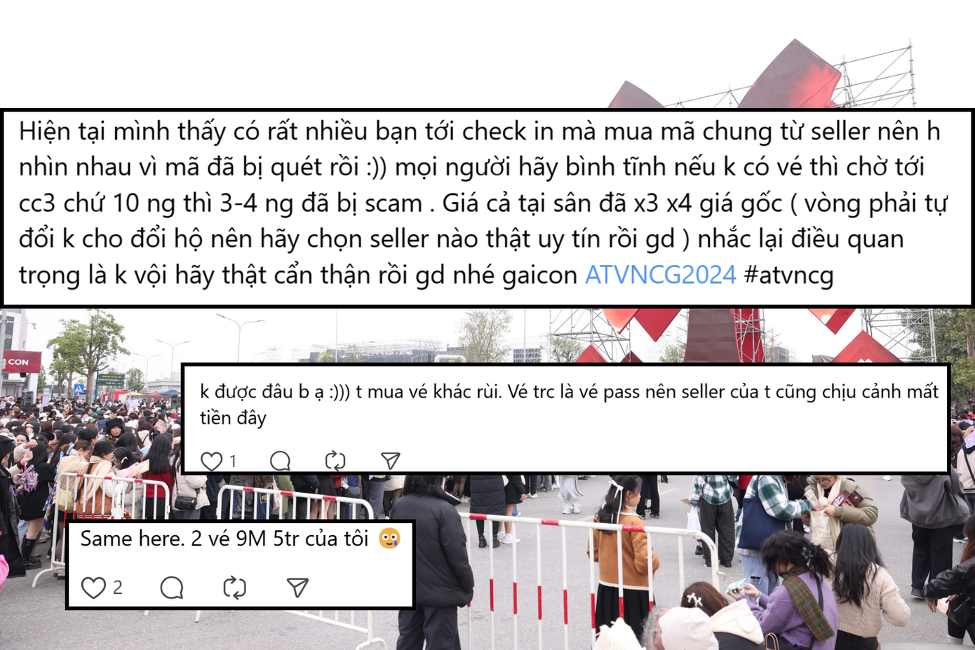 Có người bình luận: "Vậy là mấy bà bị con phe vé nó trap rồi đó, xót thật sự". Có người bình luận: "Vậy là mấy bà bị con phe vé nó trap rồi đó, xót thật sự".