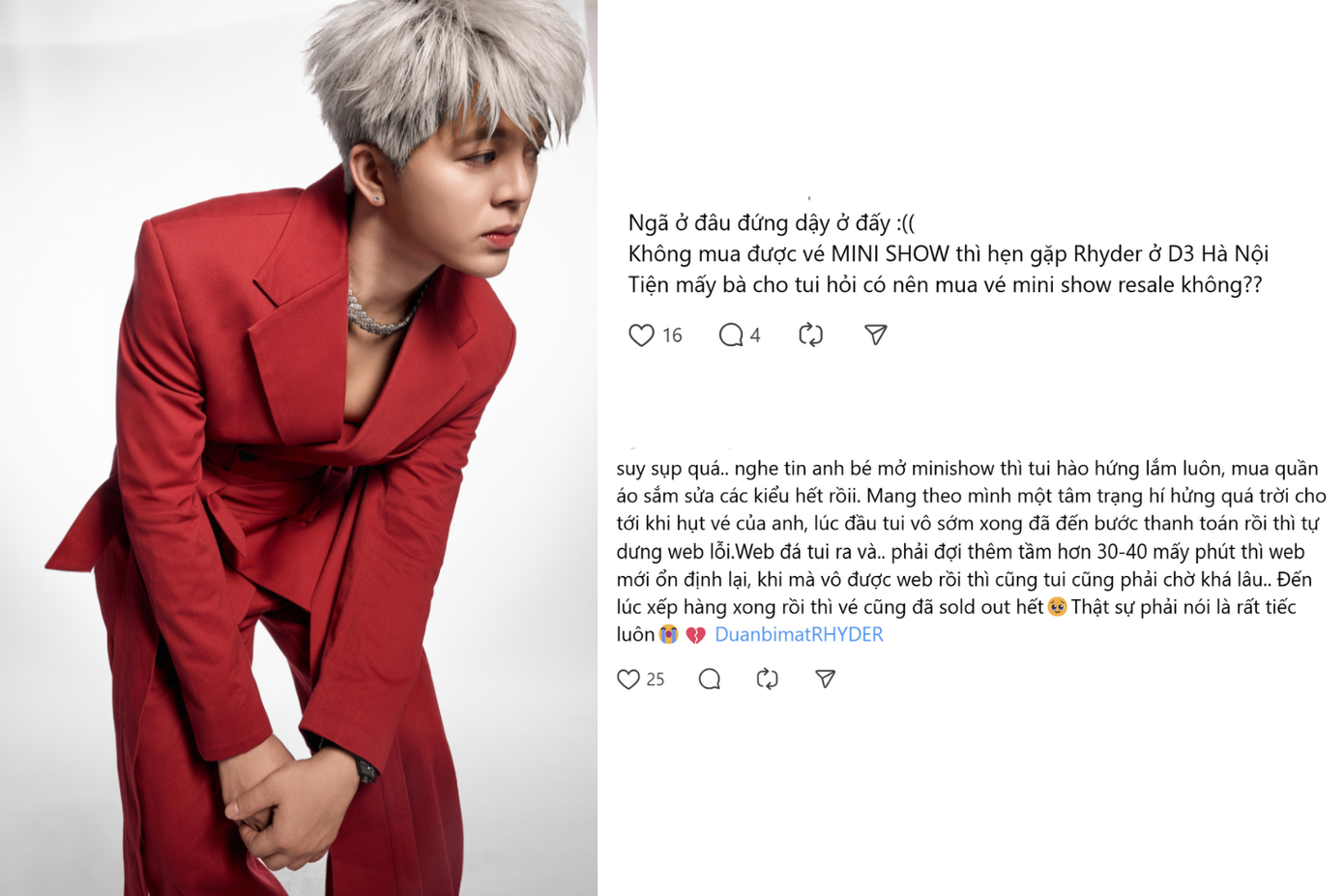 Nhiều fan "săn hụt" nên quyết tâm mua vé để gặp RHYDER tại concert ATSH D-3. Nhiều fan "săn hụt" nên quyết tâm mua vé để gặp RHYDER tại concert ATSH D-3.