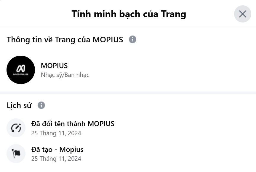 Một fan nhận ra dòng &quot;nhạc sỹ/ban nhạc&quot; trong tiểu sử trang MOPIUS.