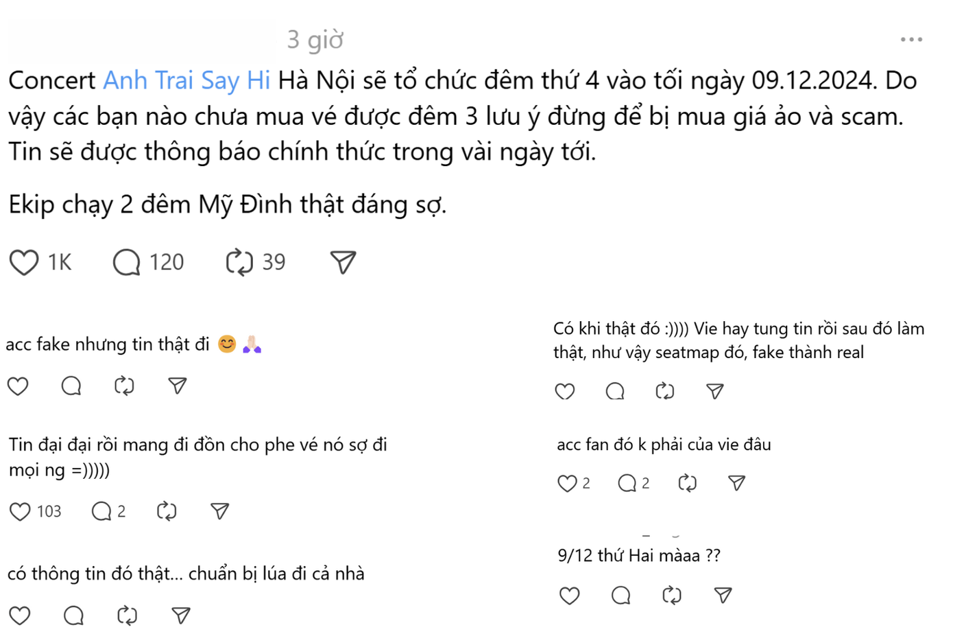 Tài khoản này từng đưa tin về việc concert ATSH D-3 mở bán vé qua TicketBox.