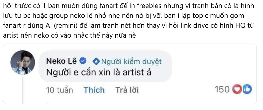 Có fan đưa ra bằng chứng Neko trước giờ rất tôn trọng những artist.