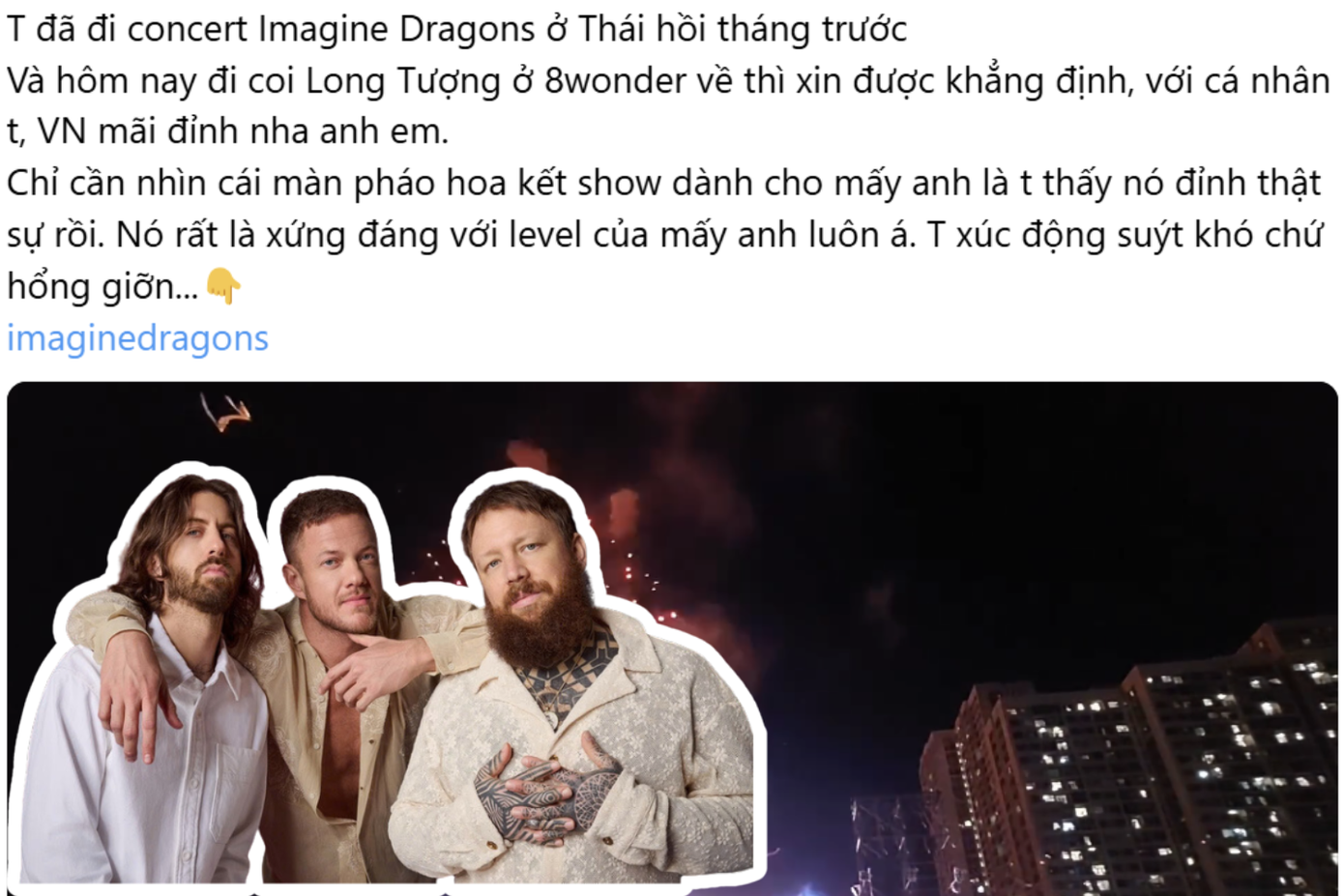 Một fan chia sẻ cảm thấy tự hào khi sân khấu ở Việt Nam &quot;đỉnh nóc&quot; với sao quốc tế.