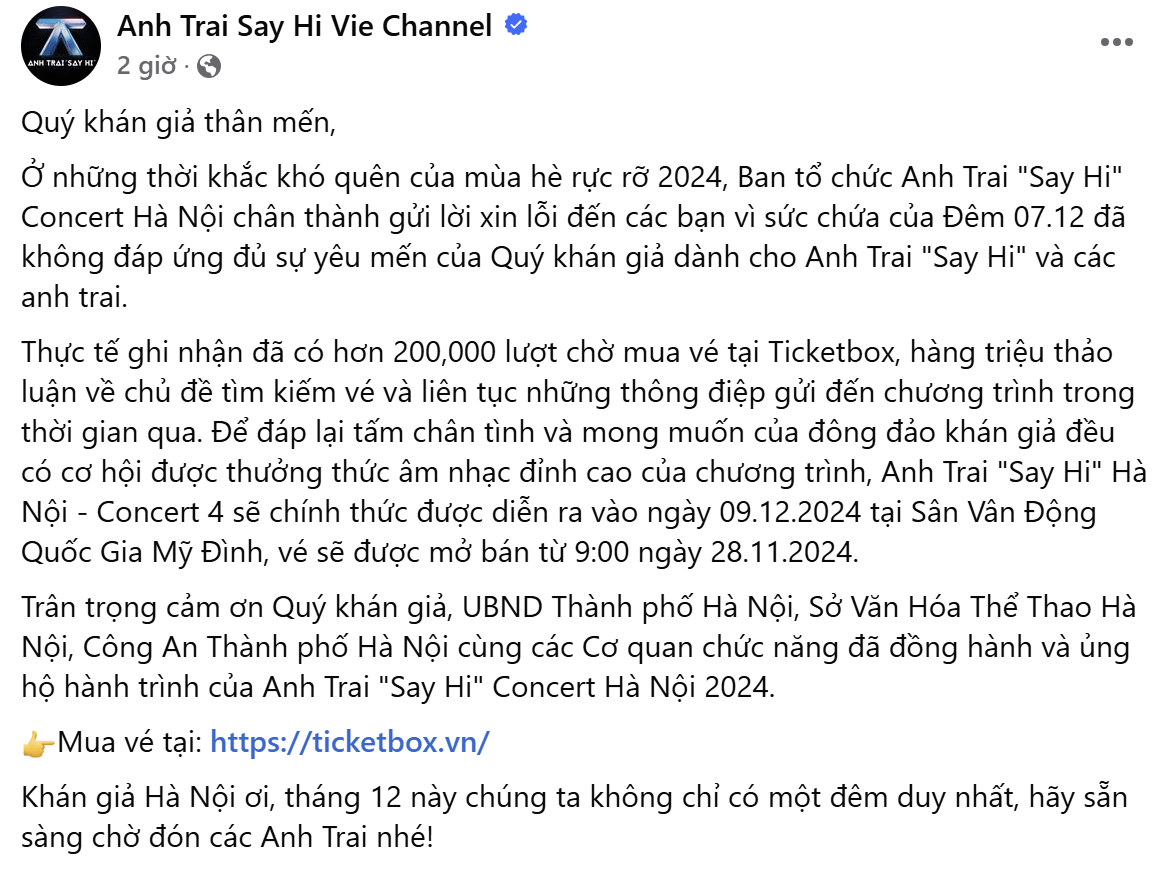 Đêm diễn thứ 4 của Anh Trai "Say Hi" sẽ diễn ra vào ngày 9/12. Đêm diễn thứ 4 của Anh Trai "Say Hi" sẽ diễn ra vào ngày 9/12.