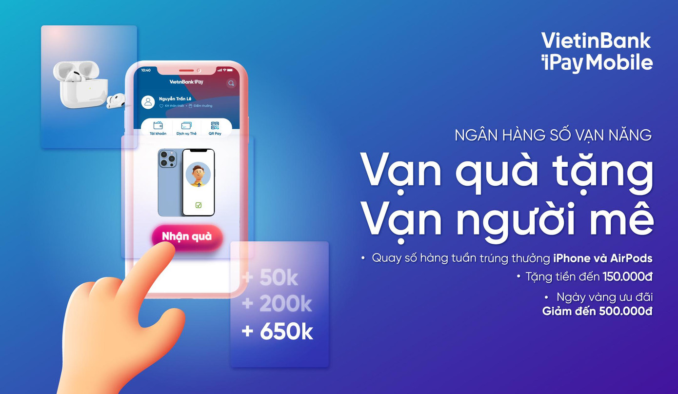 Chương trình "Ngân hàng số vạn năng - Vạn quà tặng - Vạn người mê" trên VietinBank iPay Mobile. Chương trình "Ngân hàng số vạn năng - Vạn quà tặng - Vạn người mê" trên VietinBank iPay Mobile.