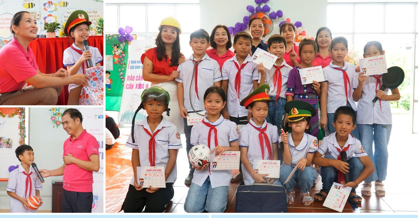 Tại khu vực “Em thấy”, trò chơi “Đuổi hình bắt tình huống” &amp; “Hộp quà bí mật” giúp các em nhận diện các định kiến và khuôn mẫu giới đang tồn tại trong gia đình và cộng đồng. Thay vì luôn gắn giới tính với các nghề nghiệp như “chú công an”, “cô lao công”, các bạn đã cùng rút ra thông điệp “Nghề nghiệp không phụ thuộc vào giới tính”.