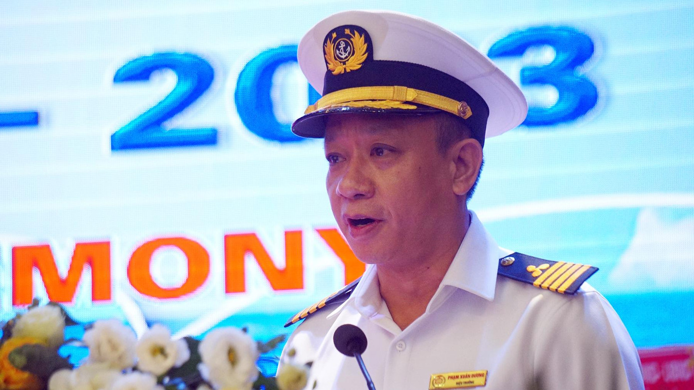 PGS.TS Phạm Xuân Dương – Hiệu trưởng Đại học Hàng hải Việt Nam phát biểu trong buổi lễ khai giảng năm học 2022-2023