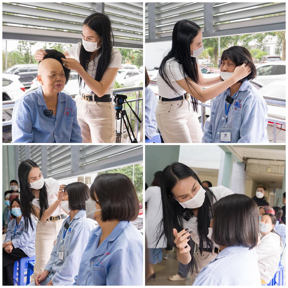 Chị Hằng Nguyễn - Phó tổng giám đốc kinh doanh VNS Group đội tóc giúp bệnh nhân