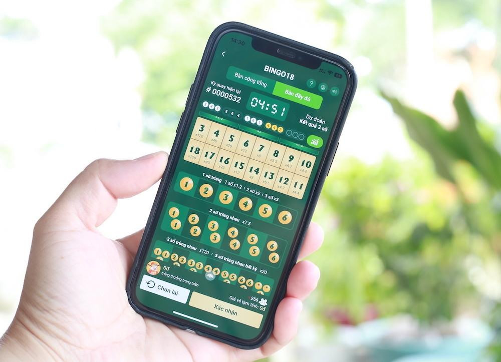 Giao diện Bingo18 trên ứng dụng Vietlott SMS