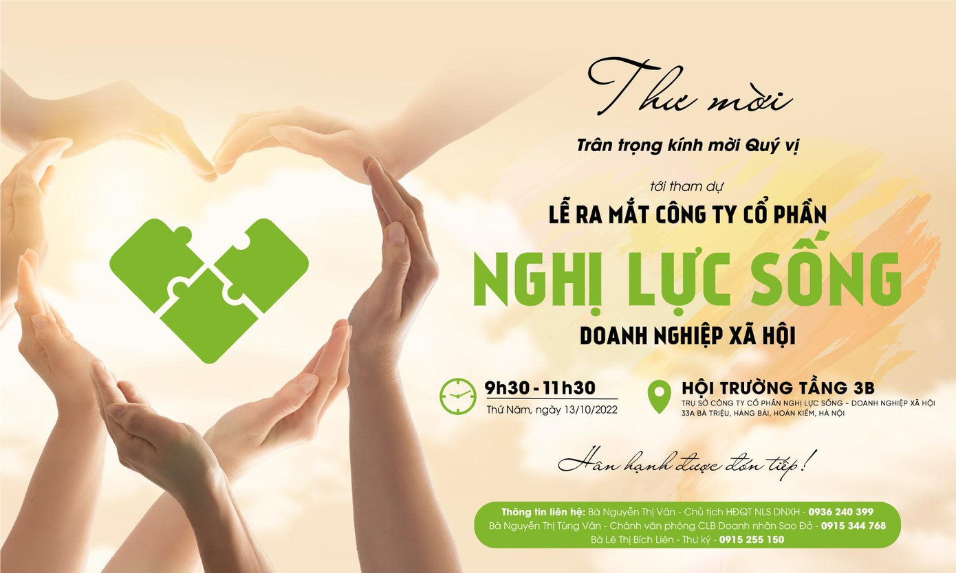 Thư mời tham dự Lễ ra mắt Công ty Cổ phần Nghị Lực Sống Doanh nghiệp xã hội