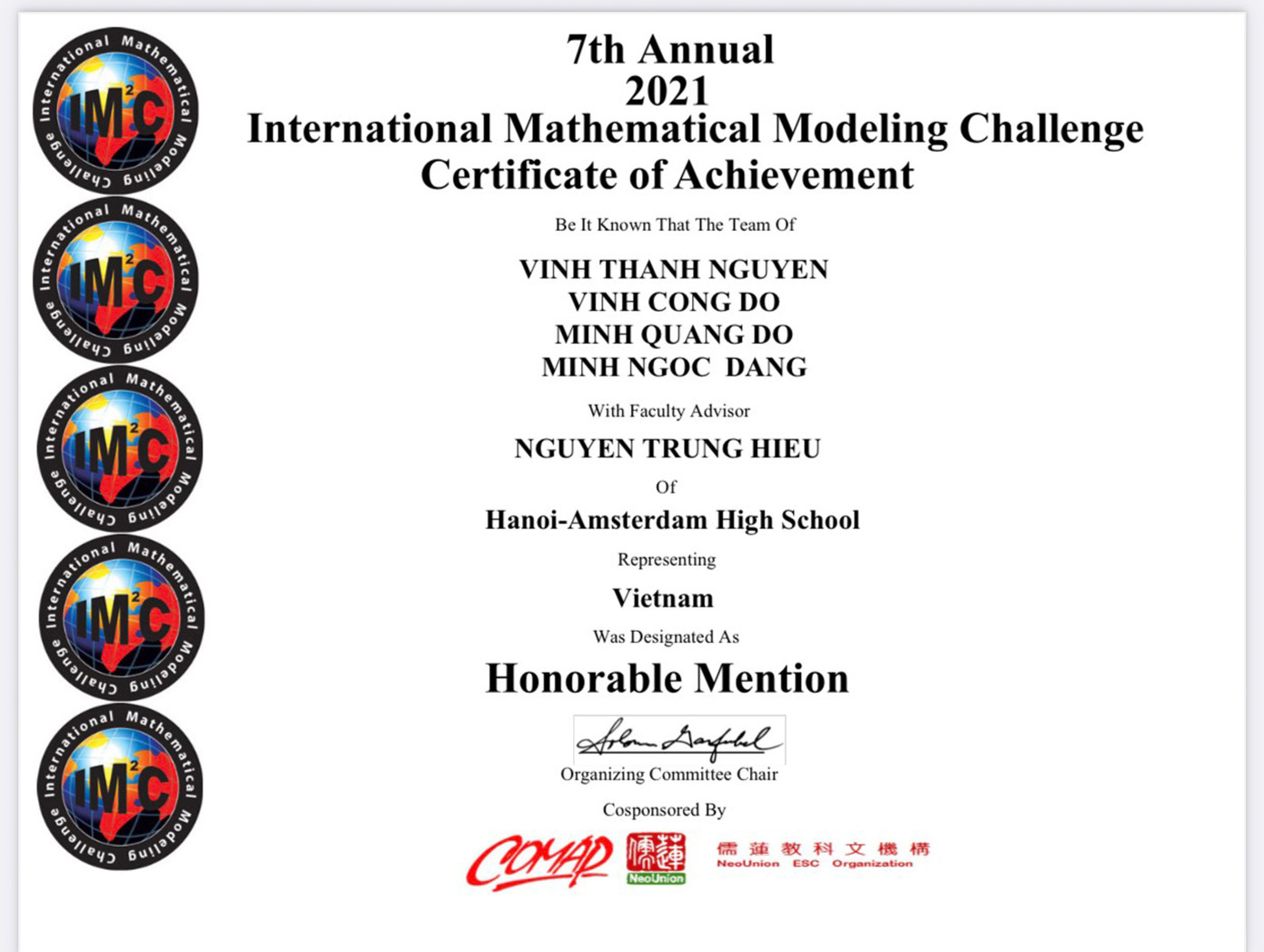 Đội Việt Nam đạt giải &quot;Honorable Mention&quot; tại cuộc thi