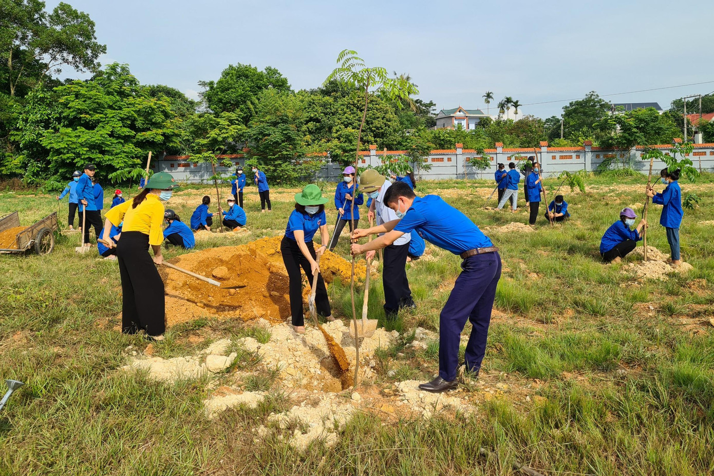 Đoàn viên thanh niên Phú Thọ trồng cây hưởng ứng chương trình &quot;Một triệu cây xanh - Vì một Việt Nam xanh&quot; trong ngày 18/7. Ảnh: CTV