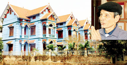 Năm ngôi biệt thự của 5 người con ông Giáo (ảnh nhỏ) được thiết kế y hệt nhau. Ảnh: Gia Đình và Xã Hội. Năm ngôi biệt thự của 5 người con ông Giáo (ảnh nhỏ) được thiết kế y hệt nhau. Ảnh: Gia Đình và Xã Hội