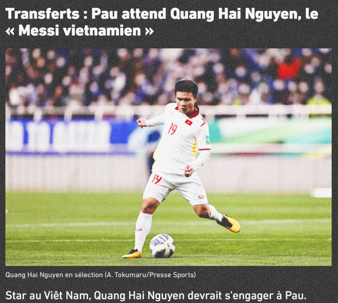 Báo L’Equipe đưa tin về tương lai của Quang Hải