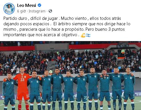 Dòng tút chỉ trích trọng tài của Messi Dòng tút chỉ trích trọng tài của Messi