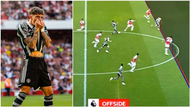 Trong pha quay chậm, Garnacho đã đứng cao hơn hàng thủ Arsenal Trong pha quay chậm, Garnacho đã đứng cao hơn hàng thủ Arsenal