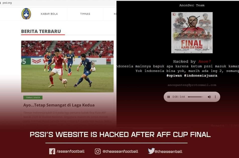 Ảnh chụp màn hình vụ hack website PSSI được trang ASEAN Football ghi lại Ảnh chụp màn hình vụ hack website PSSI được trang ASEAN Football ghi lại