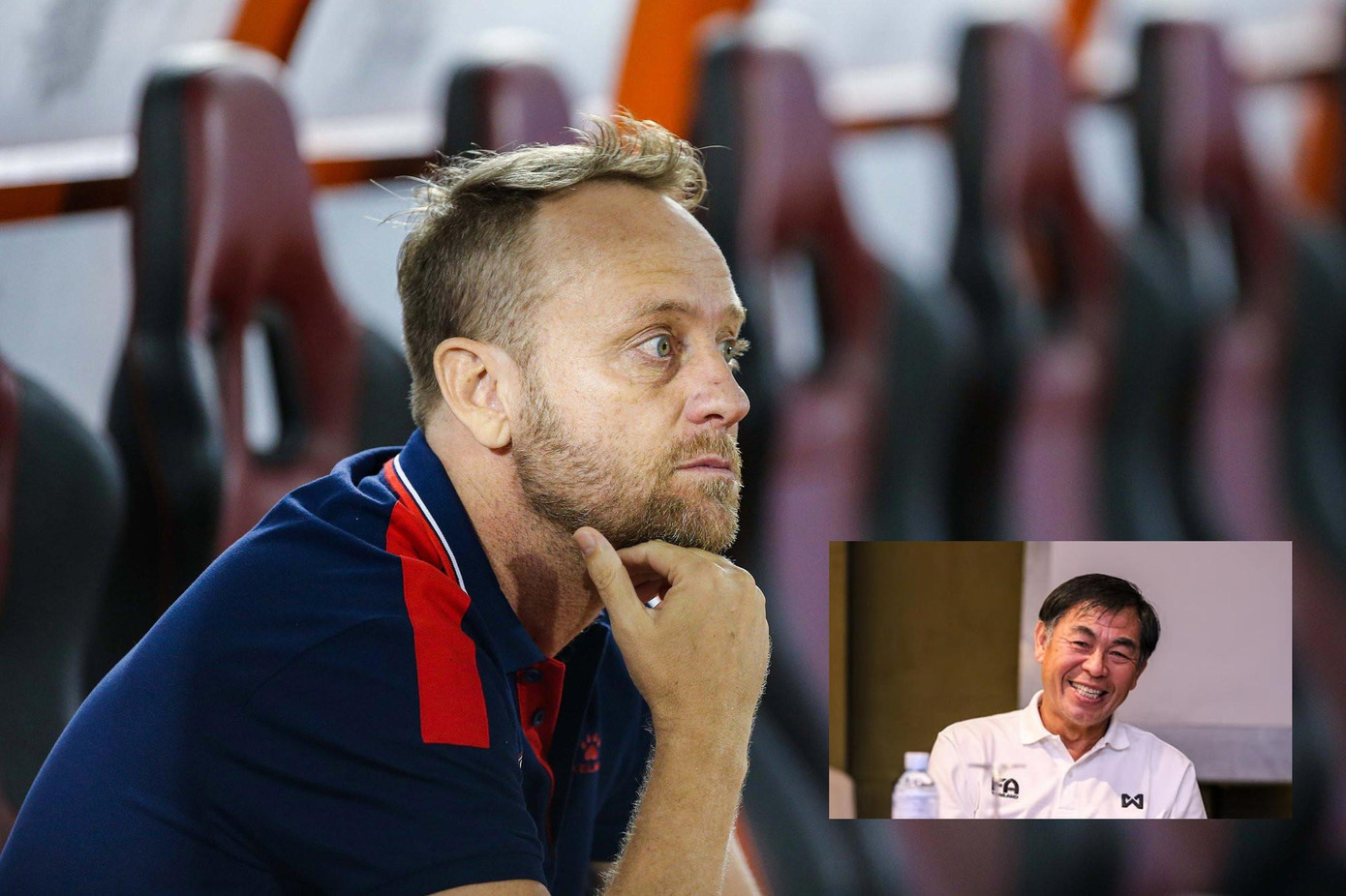 HLV Wittaya Laohakul (ảnh nhỏ) cho rằng Polking đã quá dễ dãi với các cầu thủ HLV Wittaya Laohakul (ảnh nhỏ) cho rằng Polking đã quá dễ dãi với các cầu thủ