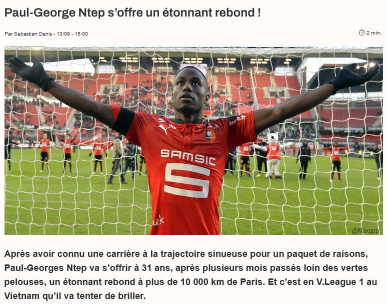 Tờ Football Mercato viết về thương vụ của Ntep Tờ Football Mercato viết về thương vụ của Ntep