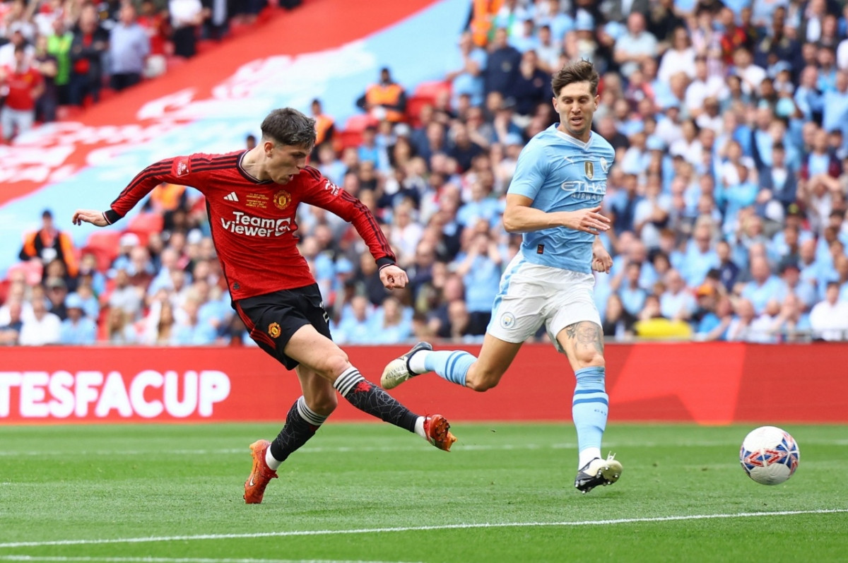 Garnacho trong pha mở tỷ số trận đấu