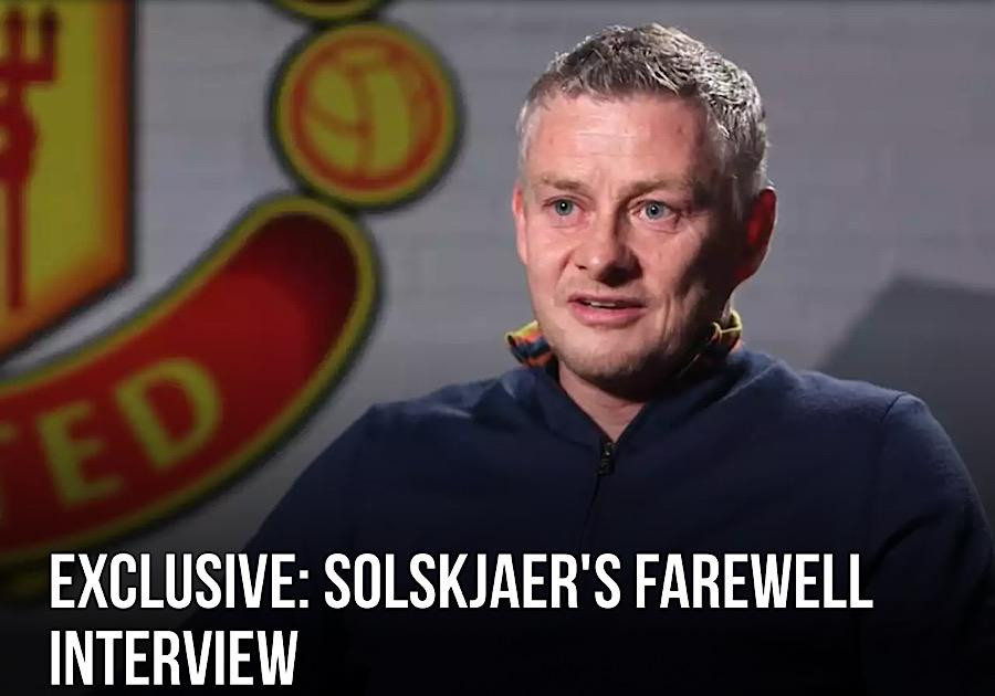 Solskjaer trong buổi phỏng vấn tạm biệt M.U ( ảnh chụp màn hình)
