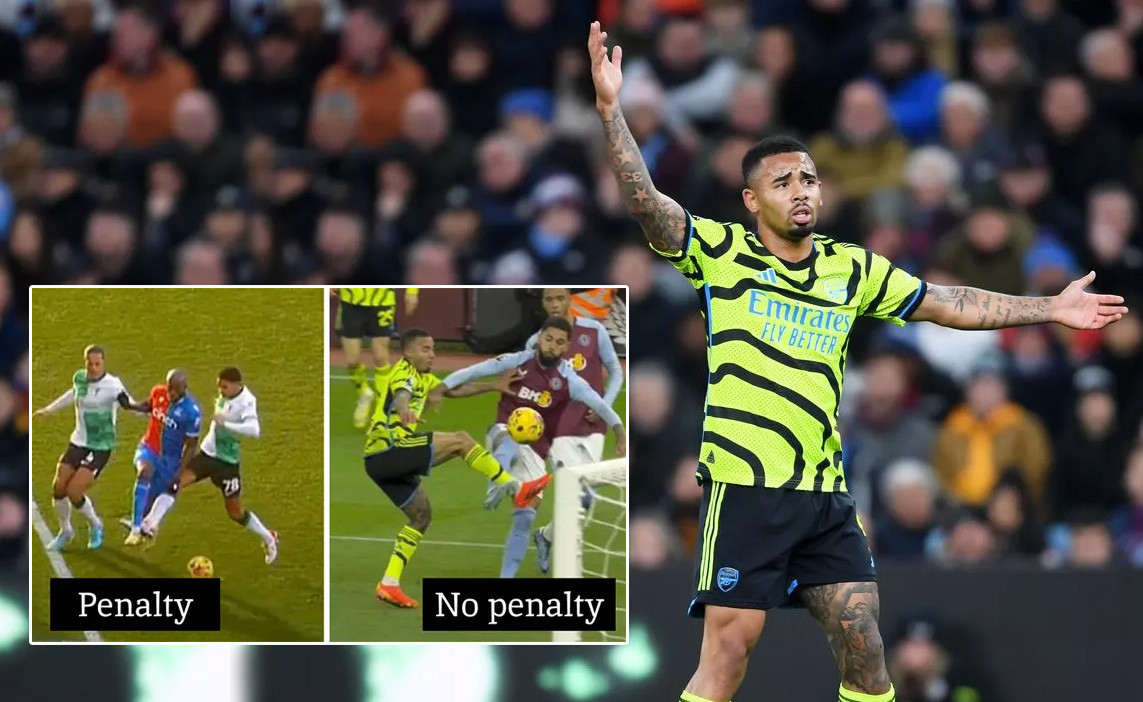 Hai pha bóng tương tự nhau trong các trận đấu của Liverpool và Arsenal nhưng trọng tài đưa ra quyết định khác nhau