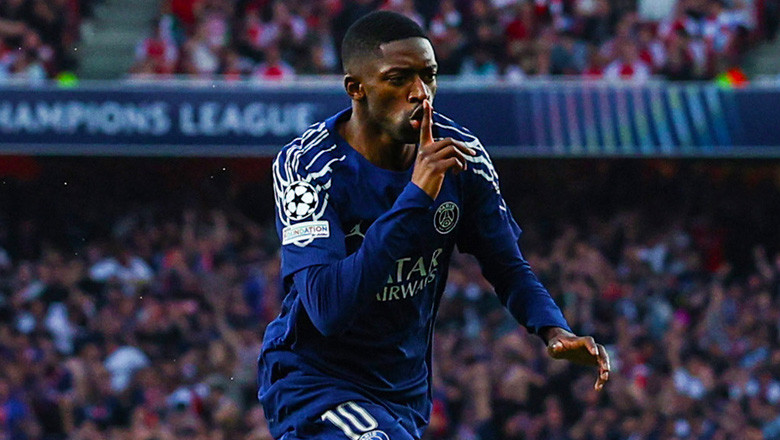 Dembele ăn mừng bàn thắng duy nhất của trận đấu Dembele ăn mừng bàn thắng duy nhất của trận đấu