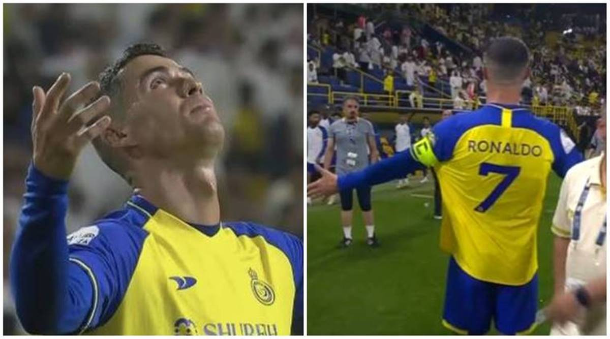 Ronaldo phản ứng với ban huấn luyện cuối hiệp 1 Ronaldo phản ứng với ban huấn luyện cuối hiệp 1