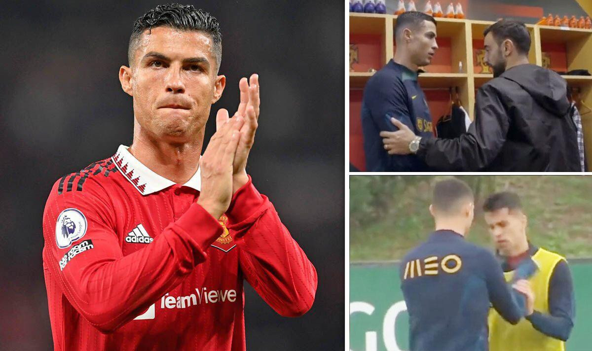 Ronaldo bị Bruno Fernandes và Cancelo phản ứng ra mặt khi chào hỏi