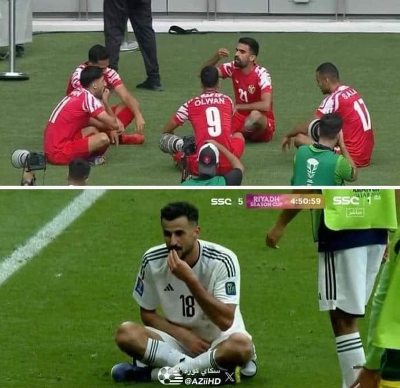 Hussein dùng tay trái để "cà khịa" màn ăn mừng của Jordan Hussein dùng tay trái để "cà khịa" màn ăn mừng của Jordan