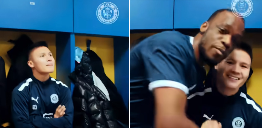 Các đồng đội chào mừng Quang Hải trở lại