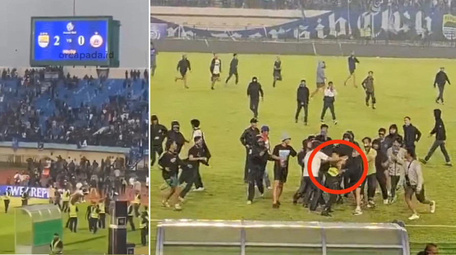 Sân bóng hỗn loạn khi CĐV vào sân đánh trọng tài và thành viên ban tổ chức Sân bóng hỗn loạn khi CĐV vào sân đánh trọng tài và thành viên ban tổ chức