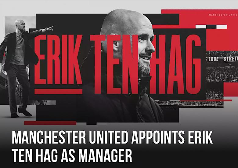 Thông báo về việc bổ nhiệm Ten Hag trên trang chủ của MU