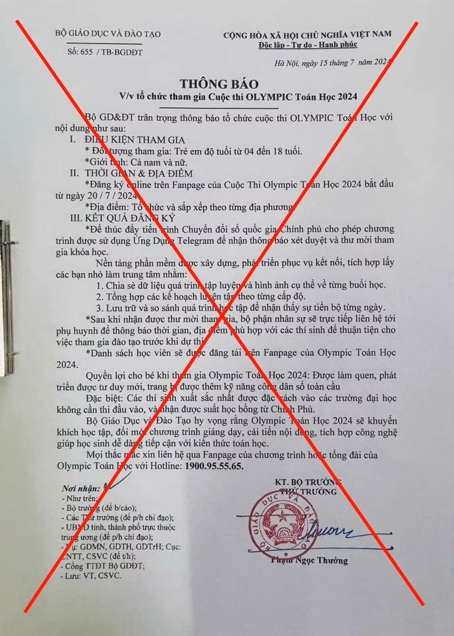 Bộ GD&ĐT khẳng định, đây là văn bản giả mạo. Bộ GD&ĐT khẳng định, đây là văn bản giả mạo.