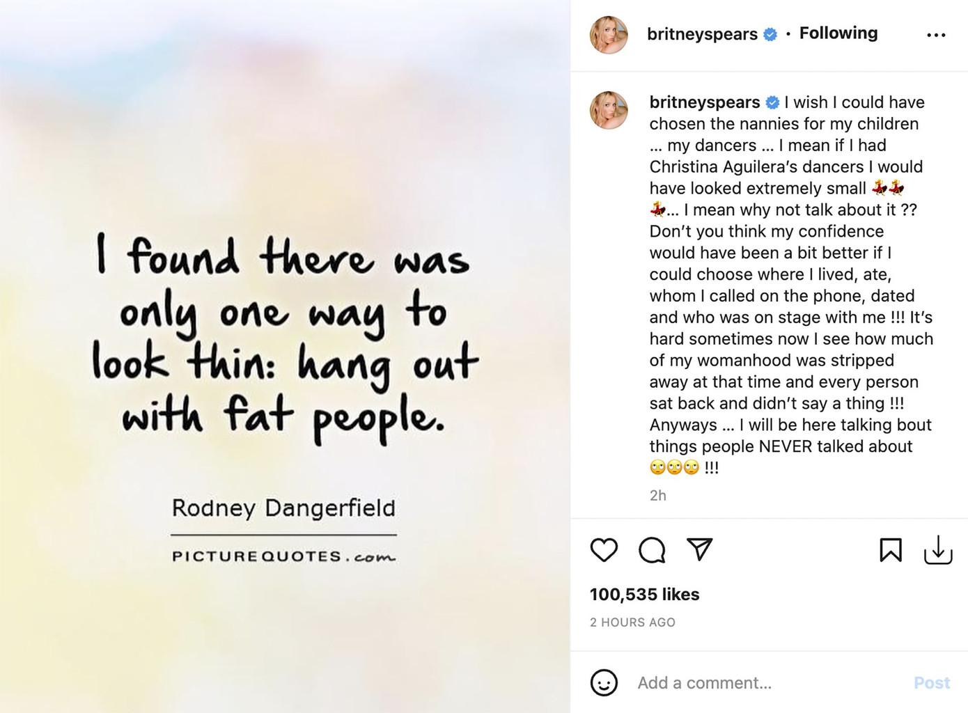 Dòng trạng thái gây xôn xao dư luận của Britney Spears.