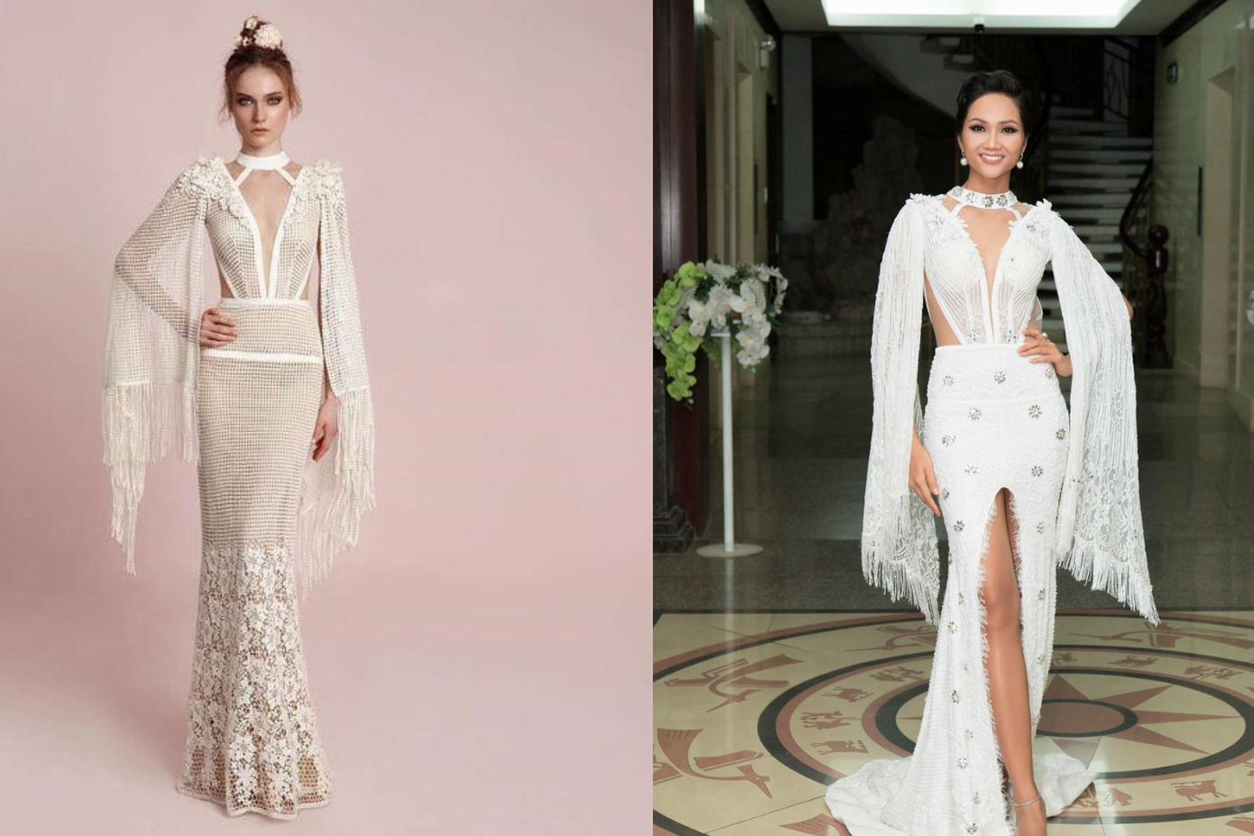 Trong một sự kiện khác, H'Hen Niê bị thương hiệu Lior Charchy lên tiếng tố nhái sản phẩm của mình. Bộ váy mà nàng hậu diện cũng là một thiết kế của nhà thiết kế Linh San.