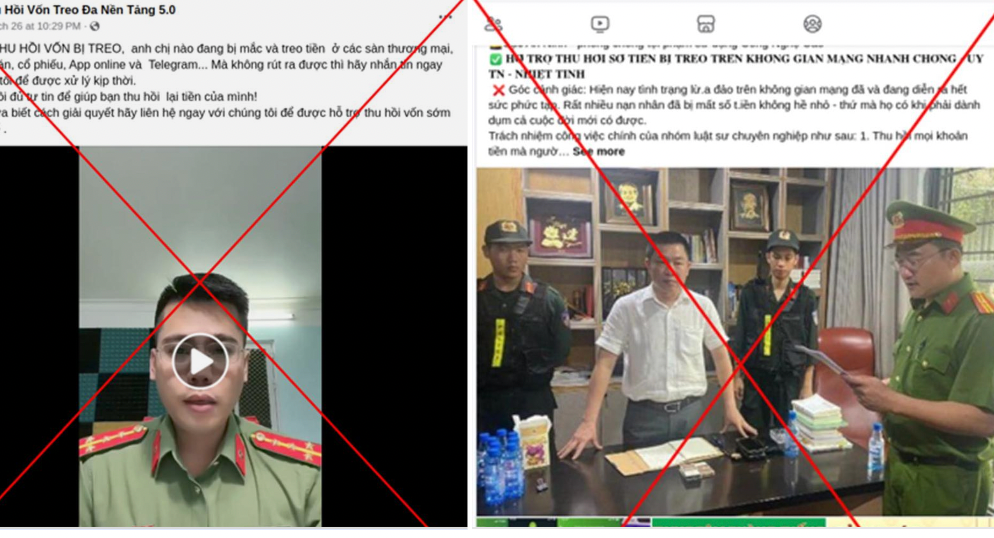 Hình ảnh giả mạo công an, luật sư để tiếp tục lừa đảo nạn nhân. Ảnh: BCA