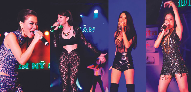 Phục trang của các ca sĩ trong “Đêm mỹ nhân”, chương trình ca nhạc từ thiện tại Quảng Bình. Ảnh chương trình cung cấp