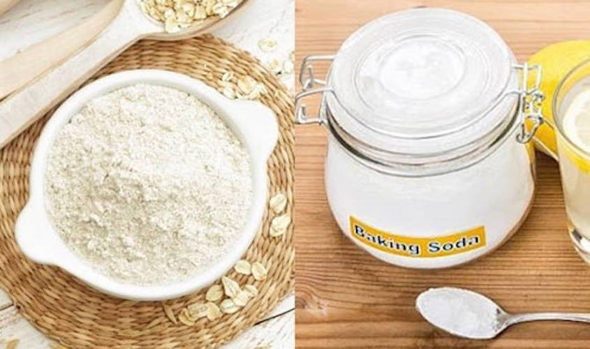 Tẩy da chết bằng yến mạch và baking soda. Tẩy da chết bằng yến mạch và baking soda.