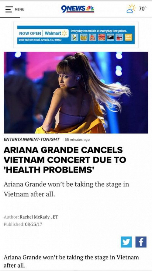 Tranh cãi xung quanh nguyên nhân huỷ show vì ốm của Ariana Grande ảnh 1