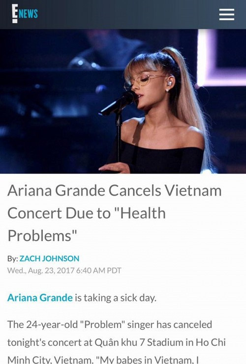 Tranh cãi xung quanh nguyên nhân huỷ show vì ốm của Ariana Grande ảnh 2