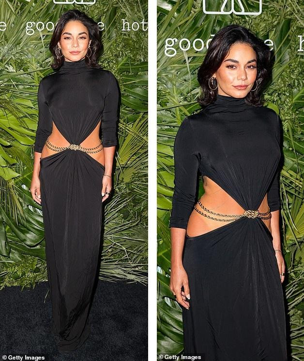 Vanessa Hudgens gợi cảm với váy khoét eo đen.