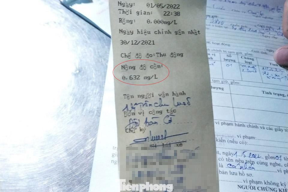 Kết quả in trên phiếu đo nồng độ cồn của anh T là 0.632mg/L khí thở