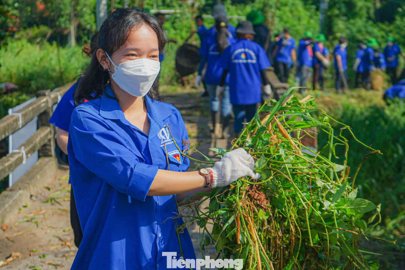 &quot;Mình thấy các hoạt động tình nguyện này tuy có phần nặng nhọc nhưng rất hay và ý nghĩa. Thông qua hoạt động này mình và các bạn trong trường gắn kết nhau nhiều hơn&quot; - sinh viên Lý Khánh An (ĐH Văn Lang) chia sẻ.