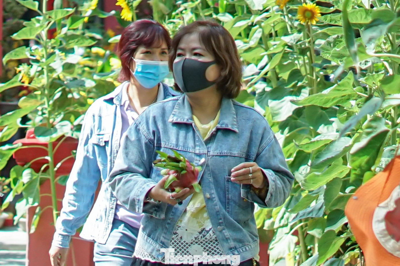 Sau khi chiêm bái, nhiều người cố gắng xin lộc gồm trái cây, gạo...mang về để chia các thành viên trong gia đình lấy may đầu năm.