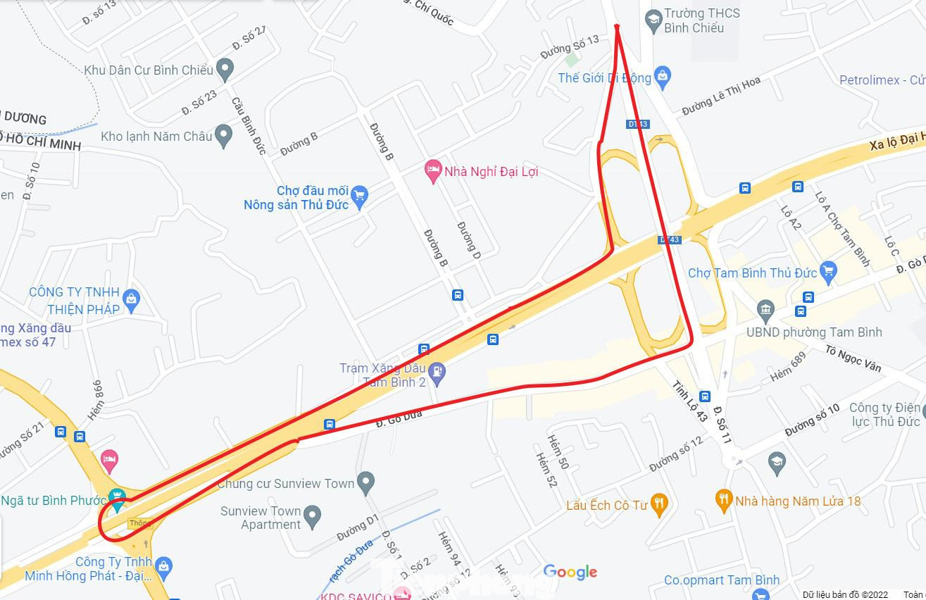 Lộ trình quay đầu đúng luật giao thông trước chợ đầu mối Nông sản Thủ Đức Lộ trình quay đầu đúng luật giao thông trước chợ đầu mối Nông sản Thủ Đức