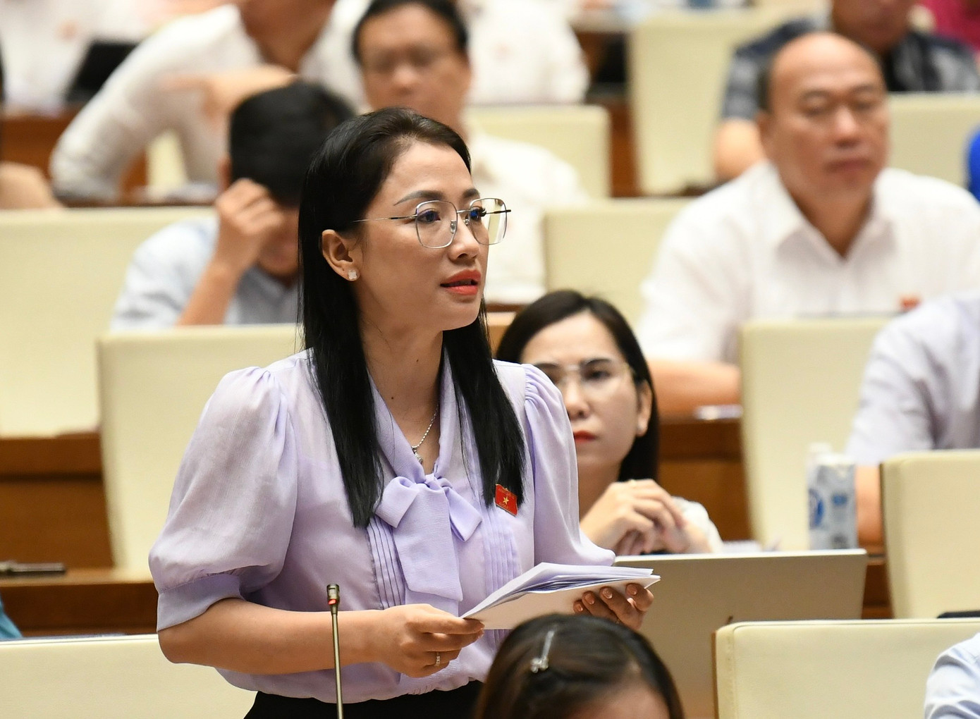 Đại biểu Trần Khánh Thu (đoàn Thái Bình). Ảnh Như Ý