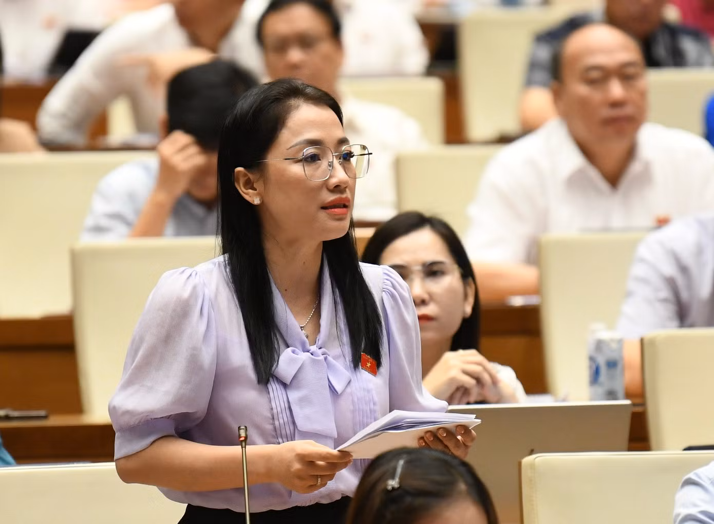 Đại biểu Trần Khánh Thu (đoàn Thái Bình). Ảnh Như Ý