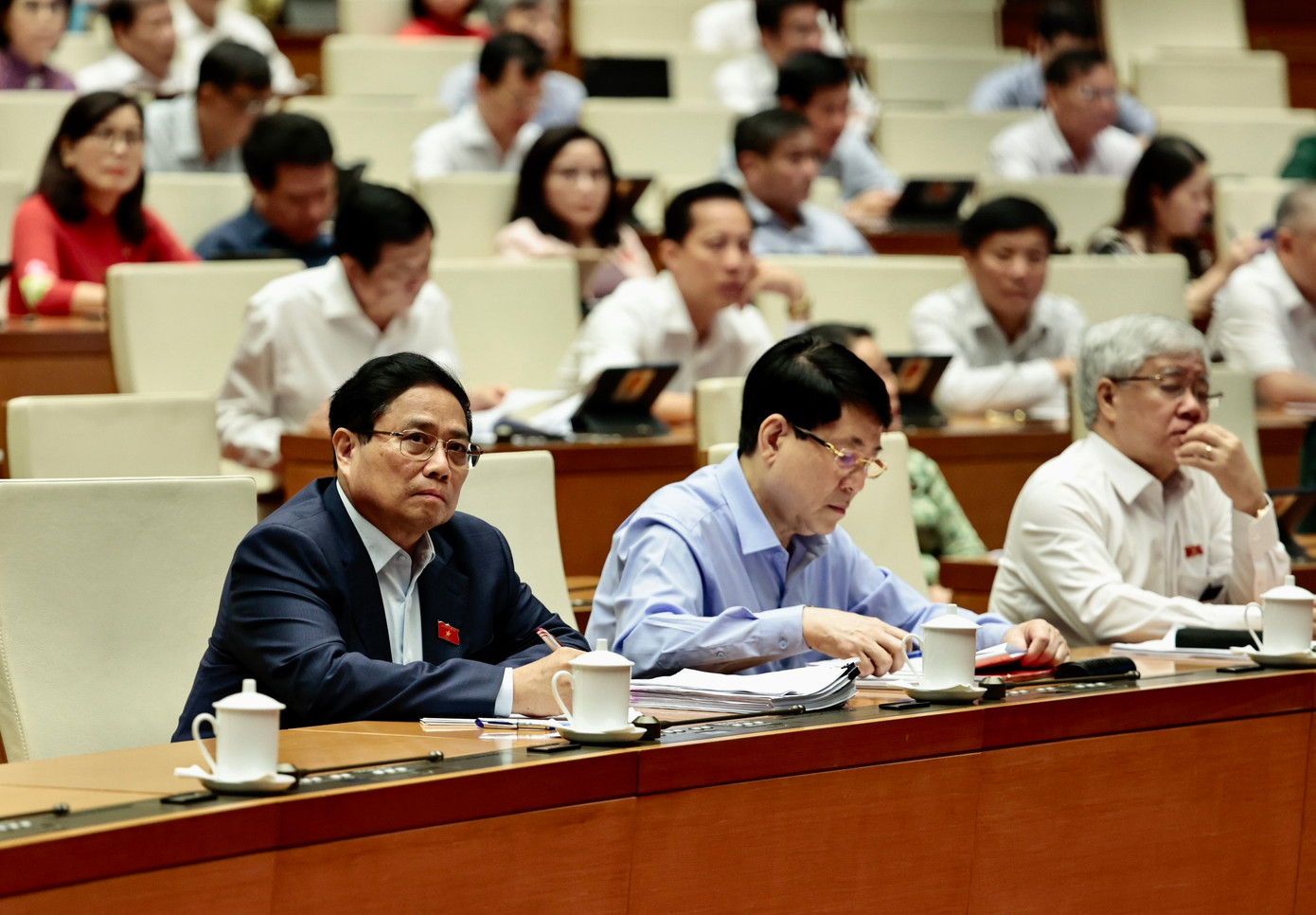 Thủ tướng Phạm Minh Chính và các đại biểu tại phiên chất vấn. Ảnh: Như Ý