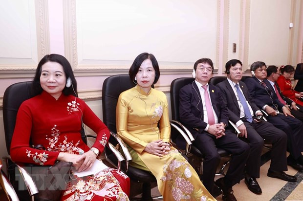 Đại biểu Việt Nam dự hội đàm. (Ảnh: Doãn Tấn/TTXVN)